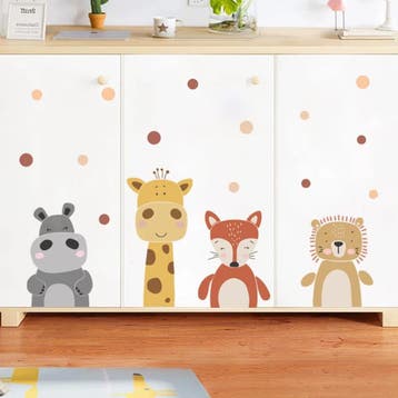 Grote muur-, kast- of deur stickerset Boho Animals, Ophalen of Verzenden, Nieuw, Wanddecoratie