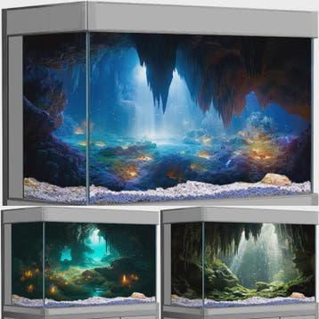 3D Aquarium Achtergrond Poster - Onderwater Grot Landschap D, Dieren en Toebehoren, Vissen | Aquaria en Toebehoren, Verzenden