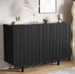 Zwart Druppelvormig Dressoir – MDF met Houtsnijwerk, 120 cm, Verzenden, Nieuw