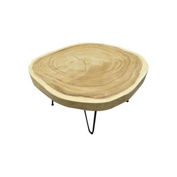 Boomstamtafel met metalen poten 80xH45 rond - bladdikte 6 cm, Tuin en Terras, Tuintafels, Ophalen of Verzenden, Nieuw