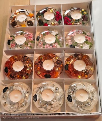 Waxinelichthouders Dreamlight, mond geblazen glas,uitverkoop, Verzenden, Nieuw, Beige, Overige materialen