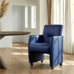 Leren eetkamerstoel Pleasure - Hermes Kobalt (blauw) - Met, Huis en Inrichting, Stoelen, Ophalen of Verzenden, Nieuw, Leer, Eigentijds, Modern