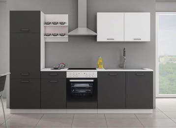 Complete Keukenblok + Werkblad 270x200x60cm, Nieuw, Grijs, Hout, Enkelwandige keuken