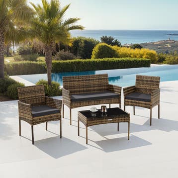 Wicker tuinset Palese voor 4 personen - natuur, Tuin en Terras, Verzenden, Nieuw