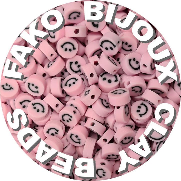 Fako Bijoux - Klei Kralen Smiley / Emoji Roze - Figuurkralen, Hobby en Vrije tijd, Kralen en Sieraden maken, Verzenden