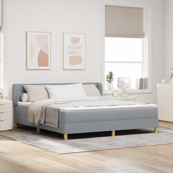 vidaXL Boxspringbed met matras Lichtgrijs 180 x 200 cm Stof, Huis en Inrichting, Verzenden, Nieuw, Tweepersoons, Stof