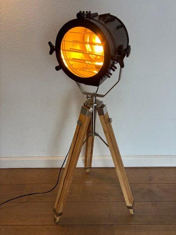 Staande lamp - Hout, Glas & metaal - Scheepslamp Vloerlamp