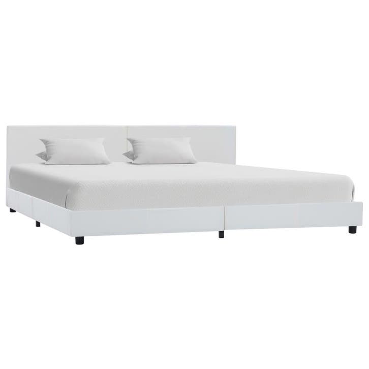 vidaXL Bedframe kunstleer wit 180x200 cm, Huis en Inrichting, Slaapkamer | Bedden, 80 cm, 200 cm, Wit, Eenpersoons, Nieuw, Overige materialen