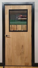 eiken binnendeur met glas in stalen frame, Ophalen of Verzenden, Nieuw, Glas, Binnendeur