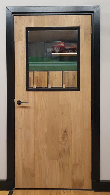eiken binnendeur met glas in stalen frame, Ophalen of Verzenden, Nieuw, Glas, Binnendeur
