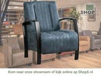 Leren fauteuil Glamour - Kenia Denim (blauw), Huis en Inrichting, Fauteuils, Nieuw, Ophalen of Verzenden, 50 tot 75 cm, Industrieel, Modern, Retro