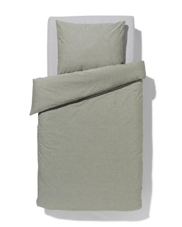 HEMA Dekbedovertrek 140x200/220cm chambray groen, Verzenden, Nieuw, Groen