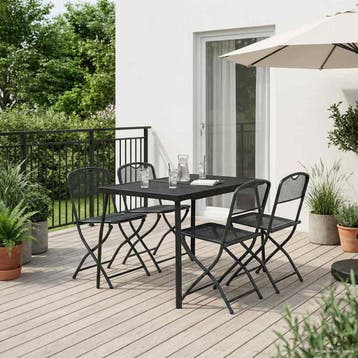vidaXL Buitenmeubelset 5 pcs Antracietkleurig Ijzer en Staal, Verzenden, Nieuw, Rvs, 5 zitplaatsen