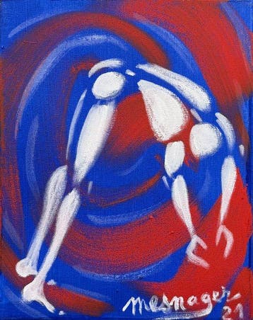 Jérôme Mesnager (1961) - Lhomme en blanc 2021, peinture, Antiek en Kunst
