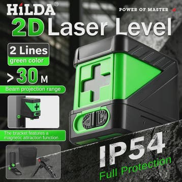 HILDA 2D Laser Waterpas met Groene Straal - Zelfnivellerend,, Verzenden, Nieuw