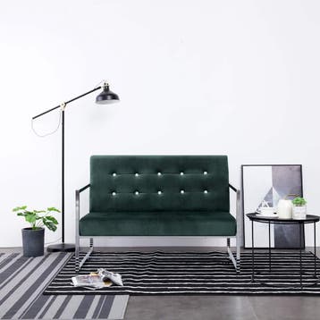 vidaXL Tweezitsbank met armleuningen chroom en fluweel, Verzenden, Minder dan 150 cm, Stof, Nieuw