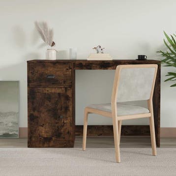 vidaXL Bureau met lade 115x50x75 cm bewerkt hout gerookt, Verzenden, Nieuw