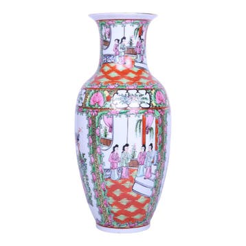Chinese Porseleinen Vaas - Famille Rose Canton - Hofdames en, Verzenden, Zo goed als nieuw