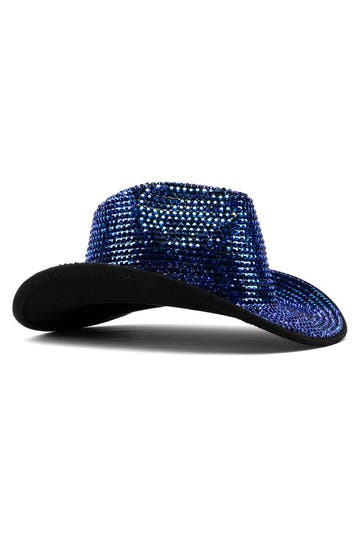 Cowboyhoed Blauw Strass Steentjes Blauwe Cowgirl Western Hoe, Ophalen of Verzenden, Nieuw, Carnaval