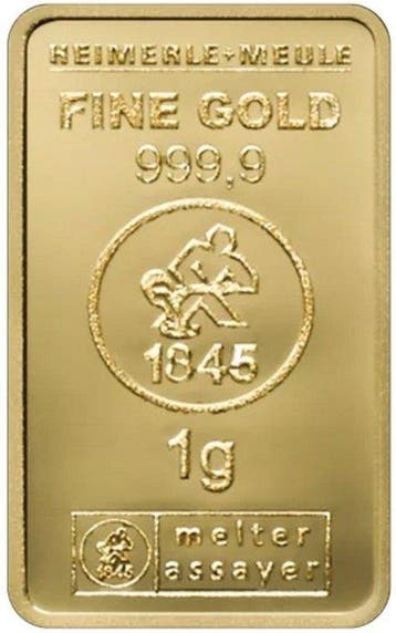 1 gram - Goud .999 - Heimerle + Meule, Germany (Zonder