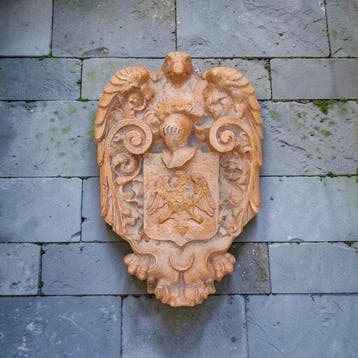 sculptuur, Stemma Araldico Cavaliere e Aquila - 34 cm -