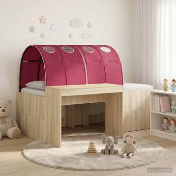 vidaXL Bed met Tunnel 3 st Sonoma eiken en rood Bewerkt hout, Verzenden, Nieuw, Bruin, Hout