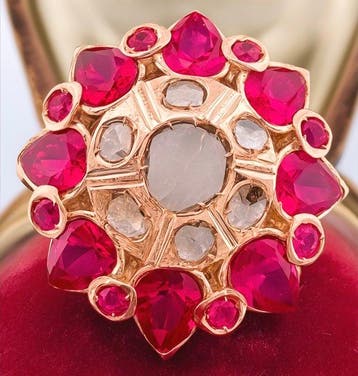 Zonder minimumprijs - Ring - 9 kt. Roségoud, Zilver Diamant, Nieuw