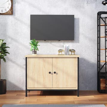 vidaXL Tv-meubel met deuren Sonoma eiken 60x35x45 cm bewerkt, Verzenden, Nieuw, 50 tot 100 cm, Minder dan 100 cm
