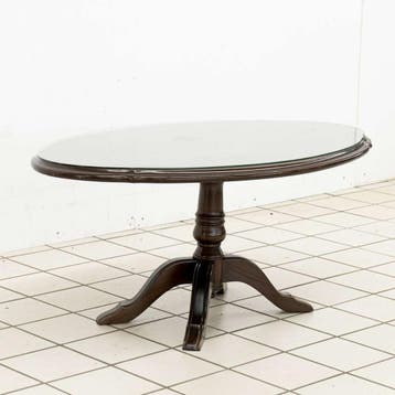Klassieke Salontafel met Glazen Blad, Huis en Inrichting, Tafels | Salontafels, Ophalen of Verzenden, Nieuw