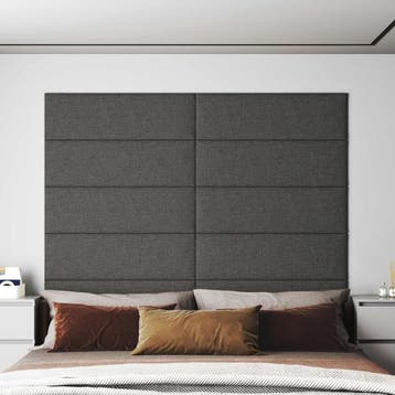 vidaXL Wandhoofdbord 12 st 90 x 30 cm Donkergrijs Stof, Doe-het-zelf en Verbouw, Platen en Panelen, Verzenden, Nieuw