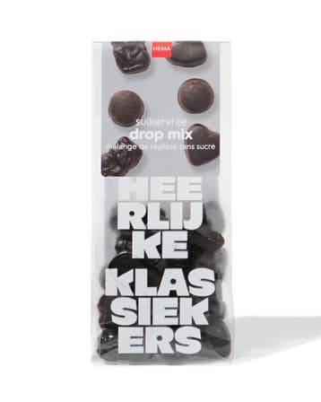 HEMA Suikervrije drop mix 110g 2 voor 3.99 ; met je HEMA pas, Verzenden