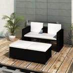 vidaXL 4-delige Loungeset met kussens poly rattan zwart, Verzenden, Nieuw, 3 zitplaatsen, Loungeset