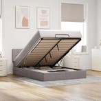 vidaXL Bed met matras 140x200 cm stof taupe, Huis en Inrichting, Slaapkamer | Bedden, Verzenden, 140 cm, 200 cm, Stof