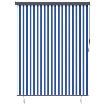 vidaXL Rolgordijn Blauw en Wit 220 x 250 cm Stof en, Verzenden, Nieuw, Blauw