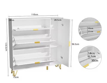 Smal Schoenenrek met 3 Deuren en Lade – Wit Modern, Huis en Inrichting, Kasten | Schoenenkasten, Verzenden, Nieuw