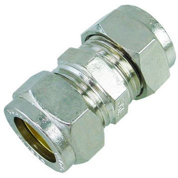 Riko P-901 Rechte Messing Knelkoppeling 22x22 Vernikkeld, Doe-het-zelf en Verbouw, Sanitair, Ophalen of Verzenden, Nieuw