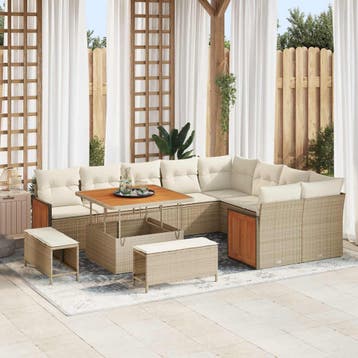 vidaXL Tuinbankenset 12 st 12-Aantal zitplaatsen Beige en, Verzenden, Nieuw, 2 zitplaatsen