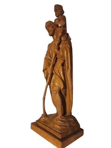 Snijwerk, Saint Christopher - 62 cm - Hout