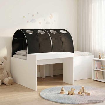 vidaXL Bed met Tunnel 3 st Artisian Eik en Zwart Bewerkt, Verzenden, Nieuw, Wit, Hout