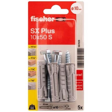 Spreidplug met zeskantschroef | Fischer | 5 stuks (6x30), Verzenden, Nieuw