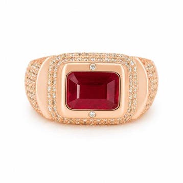 Zonder minimumprijs - Ring Verguld Robijn - Diamant - 18k, Nieuw