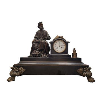 Figurale pendule Napoleon III stijl Marmer - 1850-1900