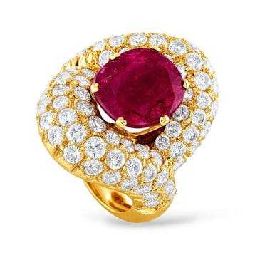 Ring - 18 karaat Geel goud - 6.20ct. tw. Diamant, Nieuw