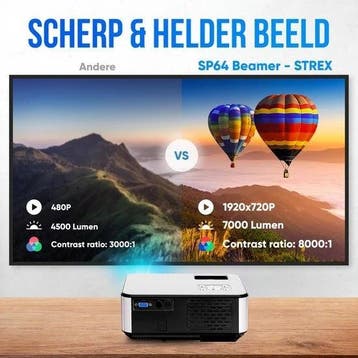 2dekans | Strex Beamer – WiFi & Telefoonstreaming – 7000, Ophalen of Verzenden, Zo goed als nieuw, Strex