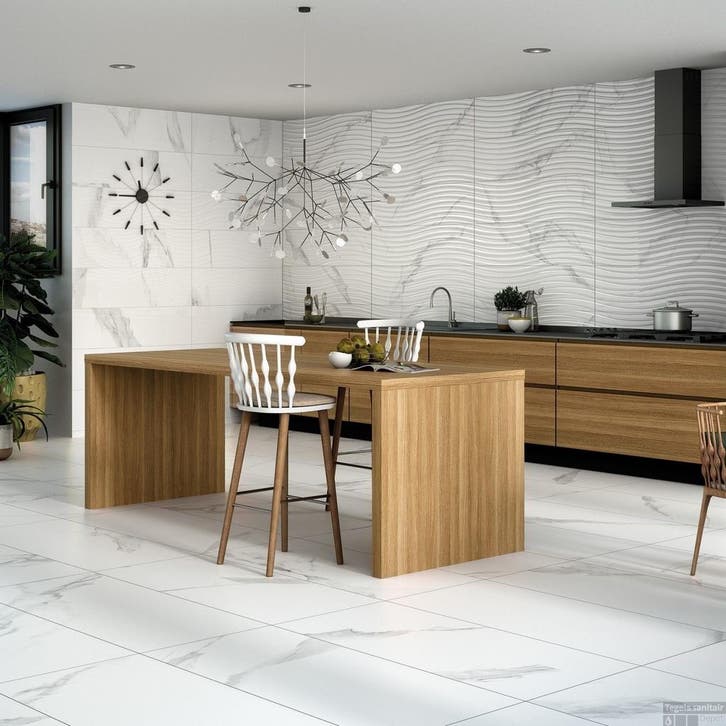 Vloertegel Alaplana Pune Blanco Mat 60x60 cm Marmer Look, Doe-het-zelf en Verbouw, Tegels, Ophalen of Verzenden