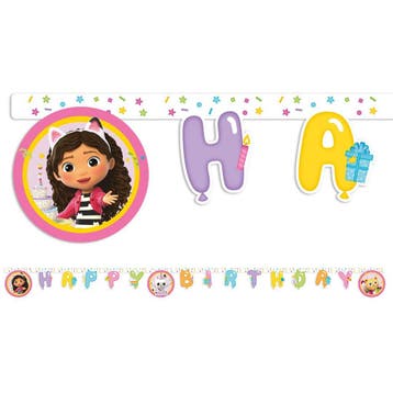 Happy Birthday Letterbanner Gabbys Dollhouse (200cm), Ophalen of Verzenden, Nieuw