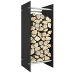 vidaXL Haardhoutrek 40x35x100 cm gehard glas zwart, Verzenden, Nieuw