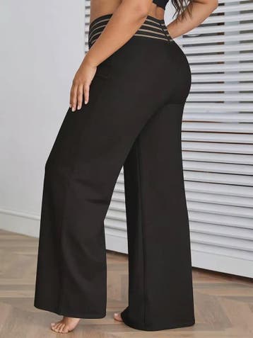 Plus Size Elegante Palazzo Broek met Crisscross Mesh Tailleb, Verzenden, Nieuw