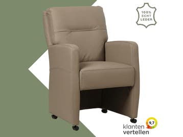 Leren eetkamerstoel Sharp - Toledo Mocca (taupe/bruin) -, Eigentijds, Modern, Bruin, Nieuw, Leer