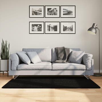 vidaXL Vloerkleed HUARTE laagpolig zacht wasbaar 80x150 cm, Verzenden, Nieuw, Zwart